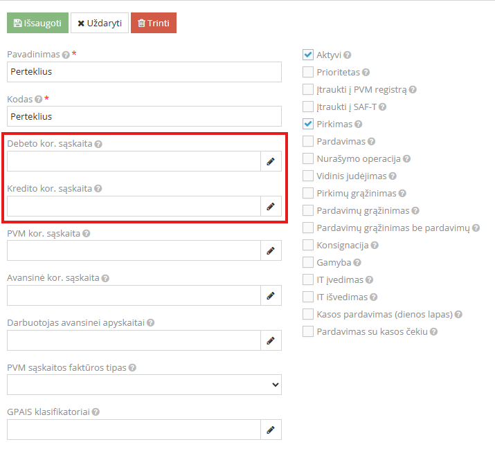 Inventorizacijos pertekliaus operacijos iliustracija